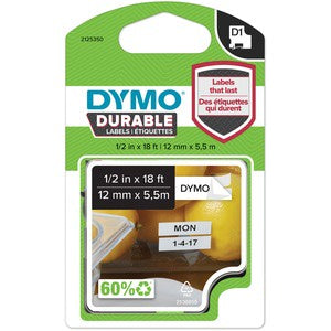 Dymo D1 1/2"x10' Black Durable Labels