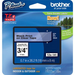 P-Touch TZe 15/64" Clear/Black Tape Cartridges