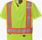Mesh Fabric Lime V-Neck Safety T-Shirt Each