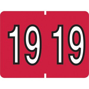Red End Tab Year Labels 500/Pack
