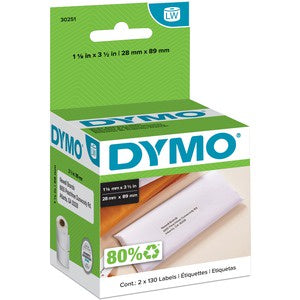 3-1/2"x1-1/8" White Address Roll Labels 130x2/Roll