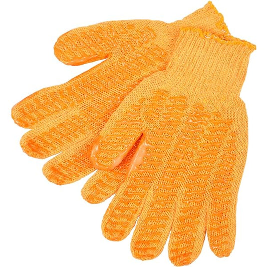 Orange Criss Cross String Knit Large Gloves 12 Pair