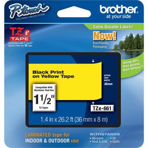 BRT TZe 1-1/2" Yellow Laminated Tape Cartridges