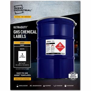 Avery 8-1/2"x11" Waterproof/UV Resistant Chemical Labels 50/Pack