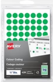 1/2" Removable Colour Labels 420/Pack