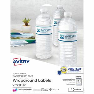 9-3/4"x1-1/4" White Conformable Wraparound Labels 40/Pack