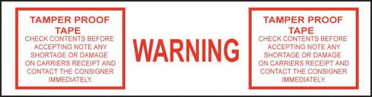 "Warning Tamper Proof Tape"  Tape 48/Case