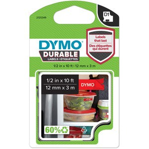 Dymo D1 1/2"x18' White Durable Labels