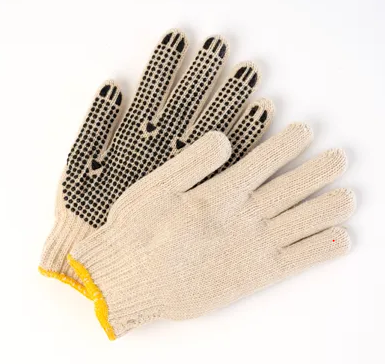 Poly/Cotton Bled Dotted One Side Gloves 12 Pair