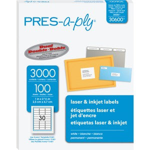 PRES-a-Ply White Labels for Laser and Inkjet Printers