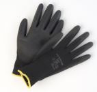 Black Palm Coated Polyurethane w/Black Liner Gloves 1 Pair
