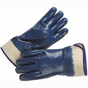 Blue Nitrile Fully  Coated Safety Cuff Large Gloves 12 Pair