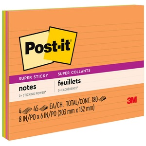 6"x8" Assorted Super Sticky Lined Meeting Notes Pads