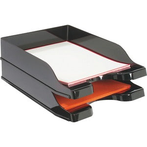 2 Tier Black DocuTray Multi-Directional Stacking Tray