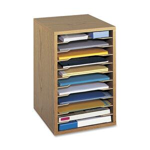 11 Compartment Oak Adjustable  Shelf Organizer