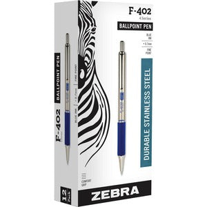 Blue Stainless Steel F402 Retractable Ballpoint Pen