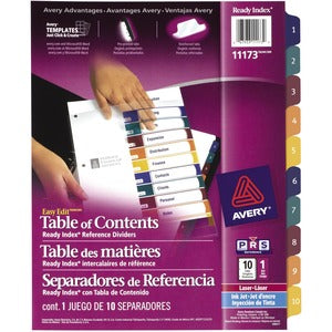 10 Multicolour Tabs Easy Edit Index Divider