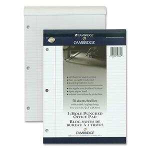 8.5"x11.75" White Ruled 3 Hole Punched Cambridge Notepad
