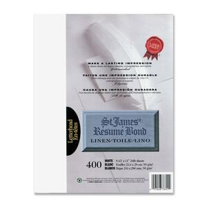 8-1/2"x11" Linen White Resume Bond Paper 400/Pack