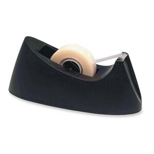 1" Black Rounded Design Deluxe Desk Tape Dispenser