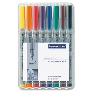 Lumocolor 0.4mm Assorted Non-Permanent Marker 8/Pack