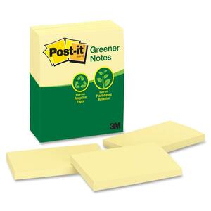 3"x5" Canary Yellow Plain  Recycled Notes