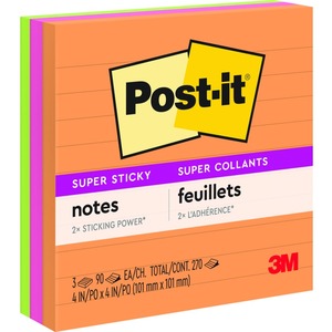4"x4" Ultra Assorted Super Sticky Lined Notes
