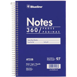 9"x6" 360 Sheets White Paper Wirebound Steno Pad
