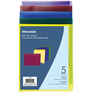 Assorted 8.5"x14" 1" Expansion Poly File Jacket