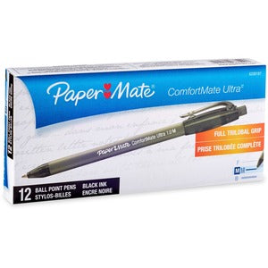 Black Medium Point Comfortmate Retractable Ballpoint Pen