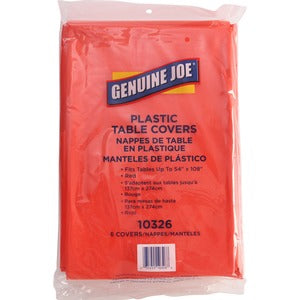 108"x54" Red Plastic Table Covers 6/Pack