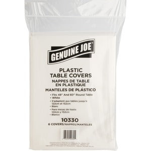 84" White Plastic Round Tablecover 6/Pack