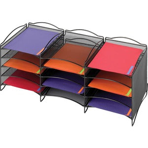 12-Compartment Black Mesh Desktop Organizer