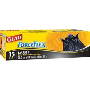 30"x33" Glad Black ForceFlex Easy Tie  Garbage Bags 15Pack