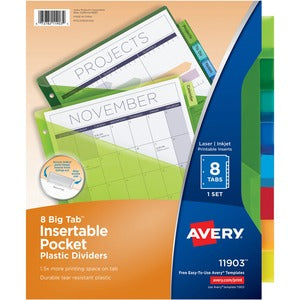 8 Big Tab Plastic Insertable Dividers 8/Set