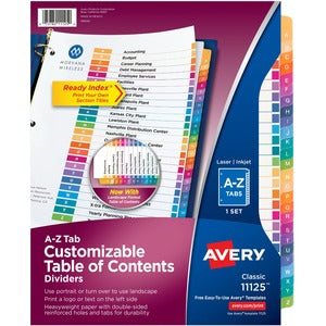 A-Z Tabs Ready Index Customizable Table of Contents Classic
