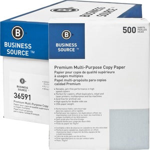 Business Source Premium 20lb  Multipurpose Copy Paper - Letter - White