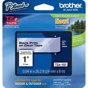 P-Touch TZe 1"x26-1/5' Clear Laminated Tape Cartridge