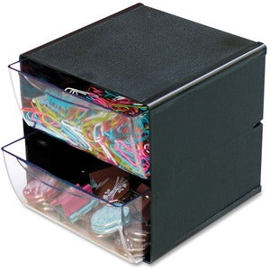 2 Drawer Black Stackable Cube Organizer