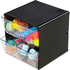 4 Drawer Black Stackable Cube Organizer