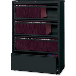 36" Receding Lateral 4 Black Drawer File with Roll Out Shelves