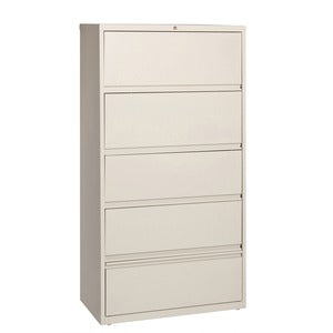 36" Receding Lateral 5 Putty Drawer File with Roll Out Shelves