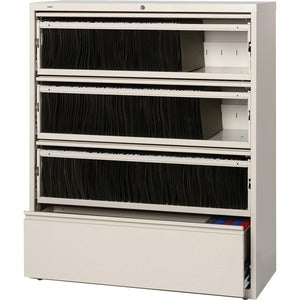 42" Receding Lateral 4 Putty Drawer File with Roll Out Shelves