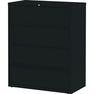 42" Receding Lateral 4 Black Drawer File with Roll Out Shelves