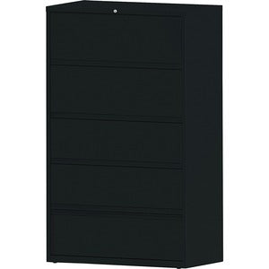 42" Receding Lateral 5 Black Drawer File with Roll Out Shelves