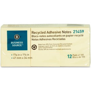 1.87"x1.37" Yellow Adhesive Unruled Notes 12Pack