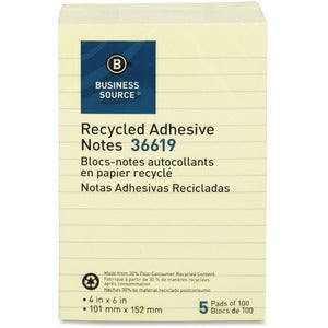 4"x6" Yellow Adhesive Notes 5Pack