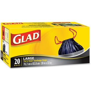 30"x32" Glad Black Tie n'Toss Kitchen Bag 20Pack