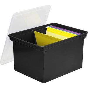 Black/Clear Heavy Duty Plastic Stackable File Totes