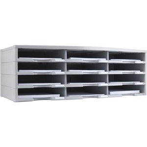 12-Compartment Gray Litreature Organizers